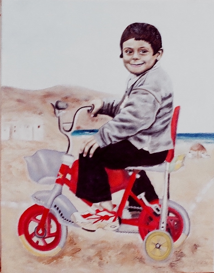 Innocence  - portrait  painting by Khalda Hamouda 