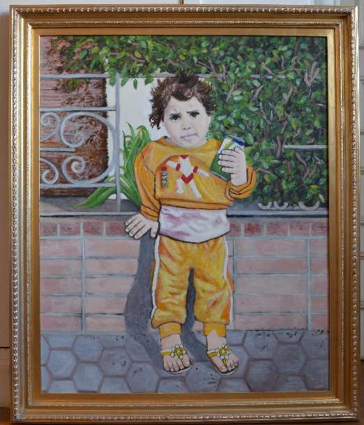 A poor girl - portrait painting in oil by Khalda Hamouda 